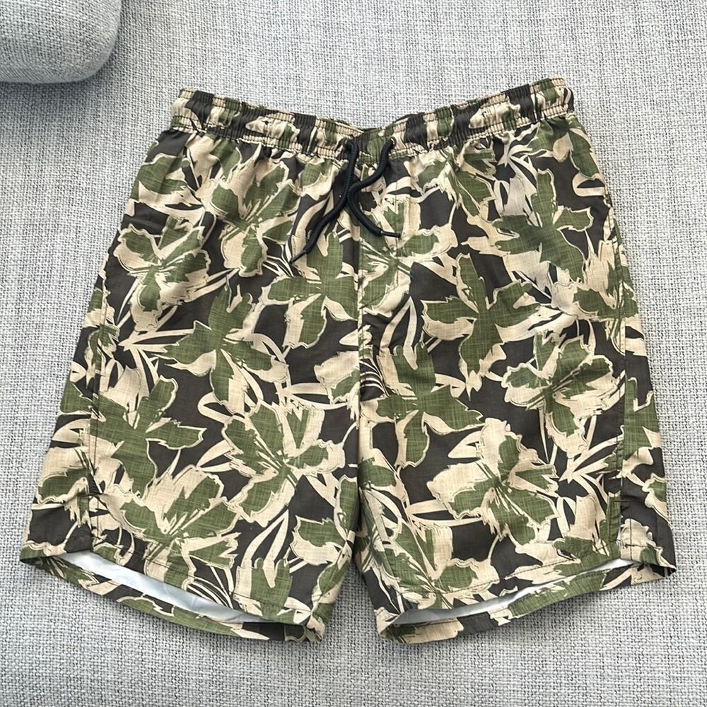 Zella Swim Trunks Mens Small Green Floral‎